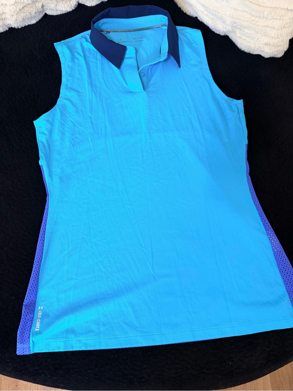 Women’s Sleeveless Polo Tank in Bright Blue and purple